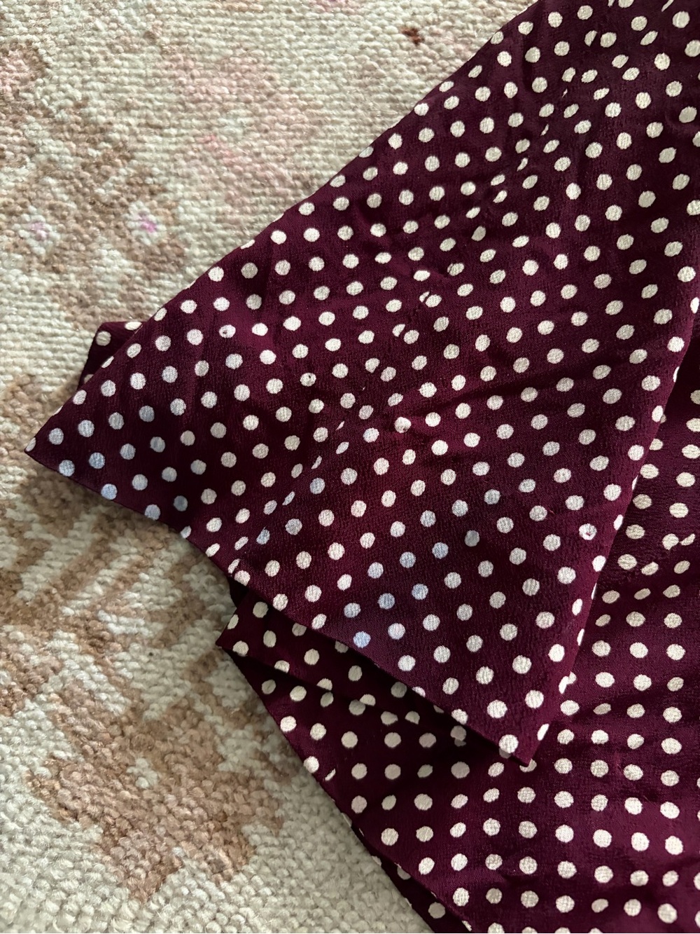 1940s Vintage Polka Dot Sailor Collar Midi Dress in Burgundy and White - Picture 6 of 7